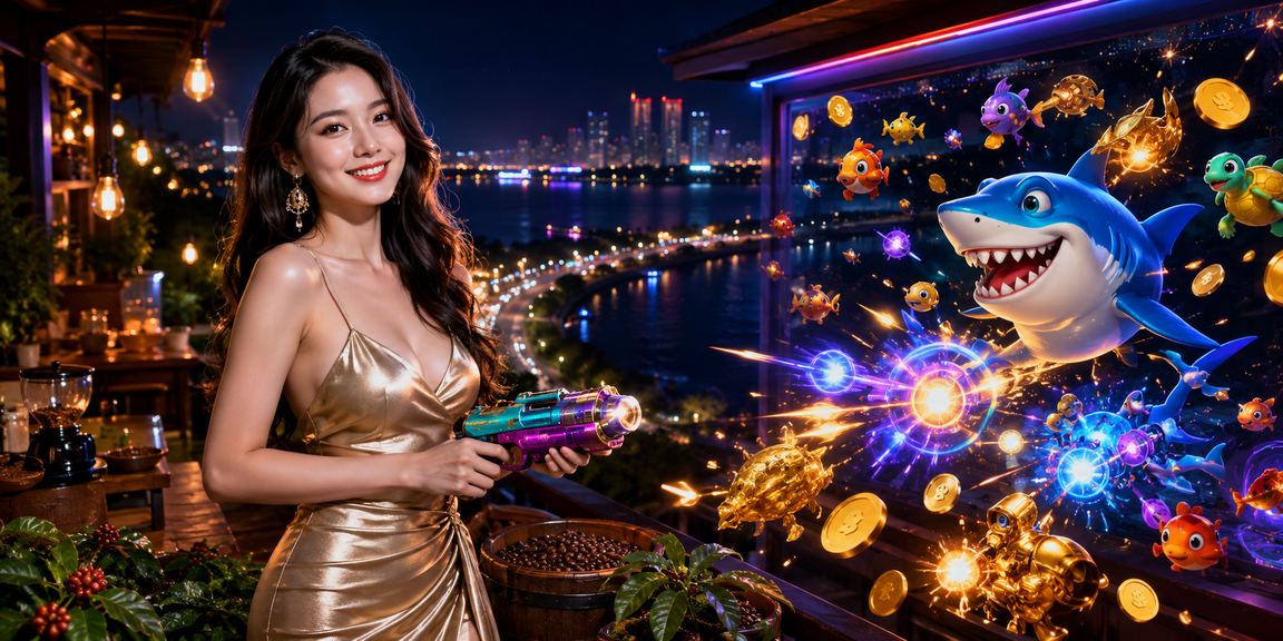 Quán cà phê Hà Nội với màn hình game bắn cá trên điện thoại