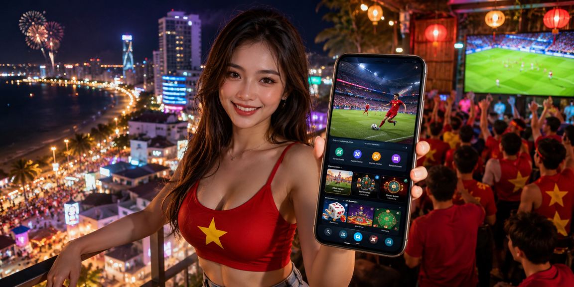 Chợ đêm Nha Trang với người dùng mở ứng dụng thể thao trên điện thoại